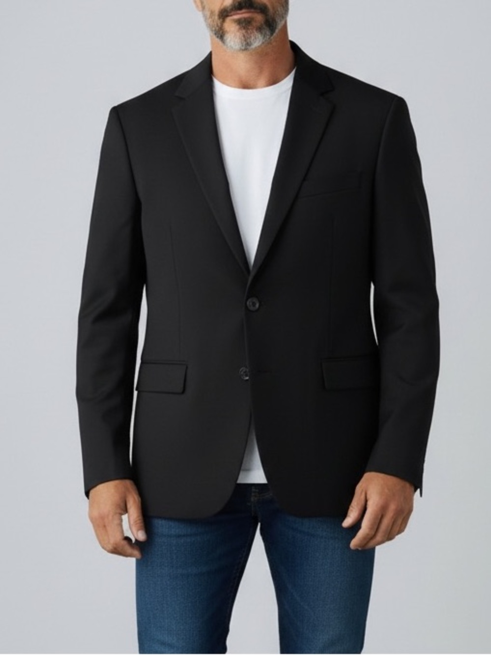 Ralph Lauren Black Label Two-Button Sport Coat Black Wool Blazer Size 46S